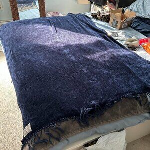 Churchill Weavers Hand Woven Navy Blue Throw Blanket